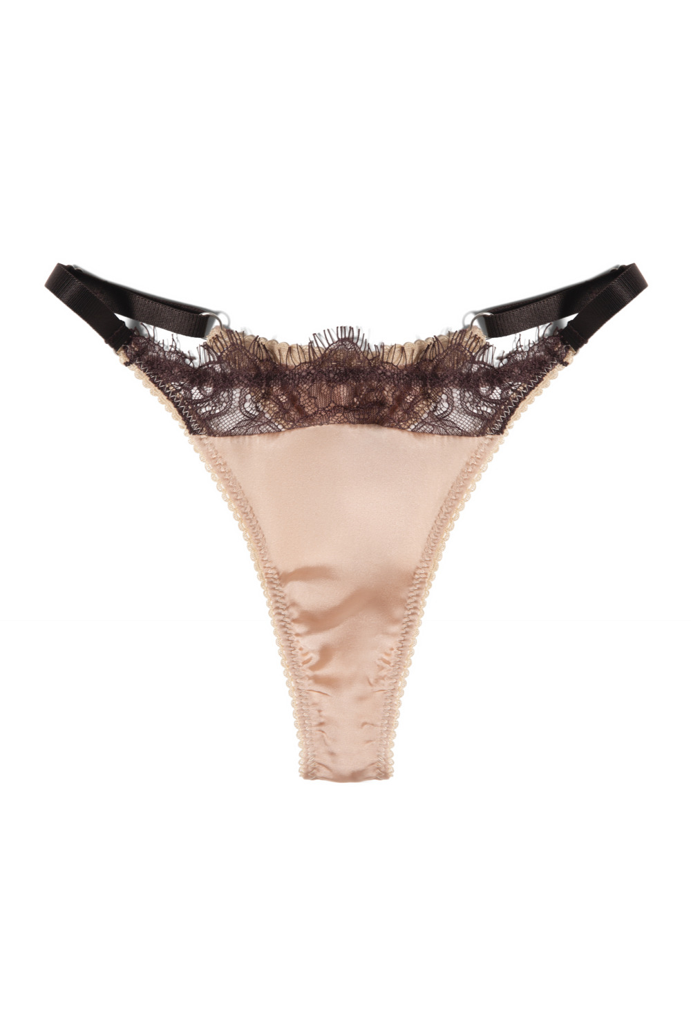 Buy CUT-OUT SATIN LACE BROWN THONG for Women Online in India